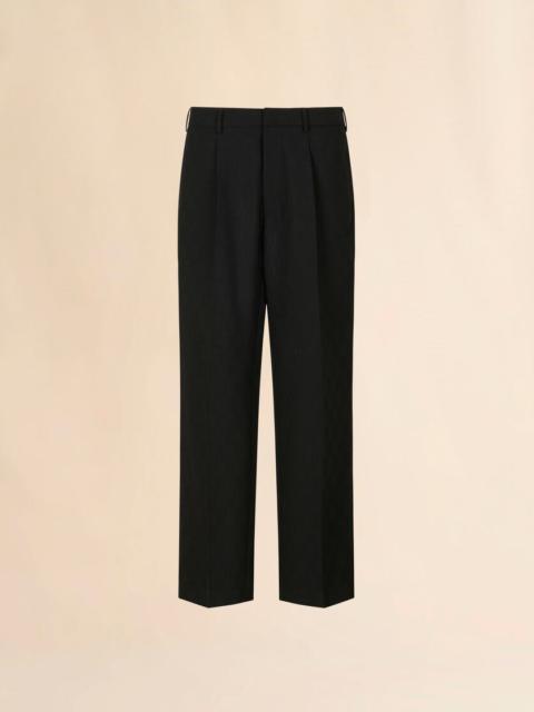 Marni BLACK WOOL PANTS WITH GEOMETRIC JACQUARD MOTIF