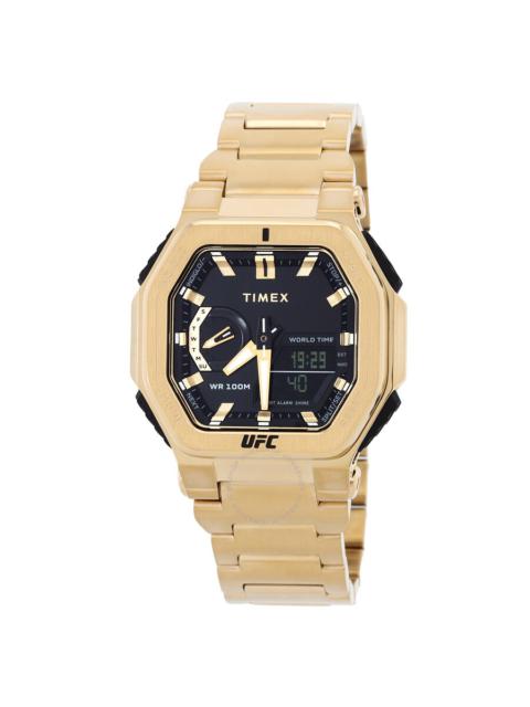 Other Designers Timex UFC Colossus Alarm World Time Quartz Analog-Digital Black Dial Men's Watch TW2V84500
