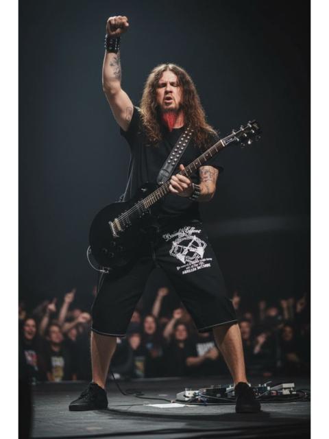 Other Designers Rock Revival - 🎸WILDLIFE Cross Guitars Skull Bones Rock Metal Poem Shorts