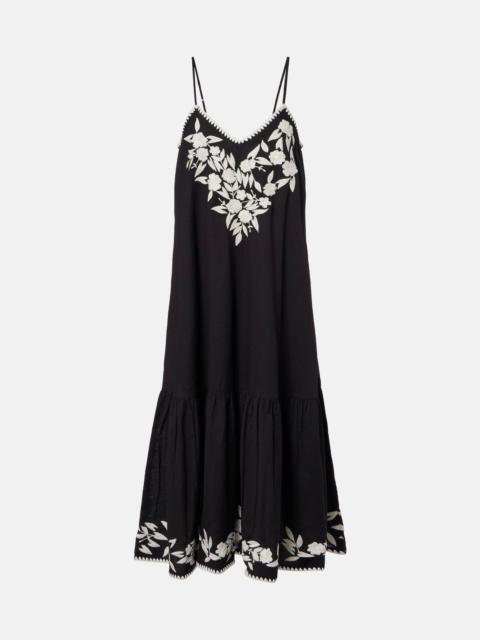 juliet dunn Embroidered cotton and linen midi dress