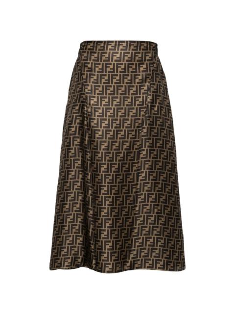 FF-pattern print midi skirt