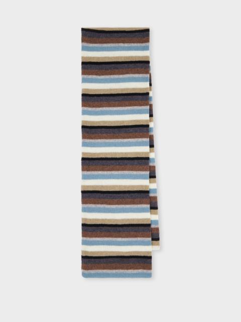 Paul Smith Black Colour Block Stripe Lambswool Scarf