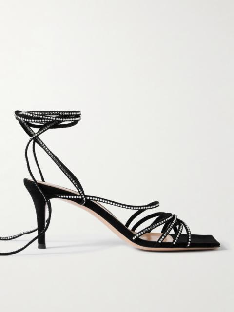 Gianvito Rossi 75 Crystal-embellished Suede Sandals