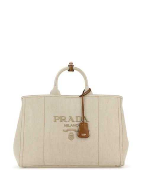 Prada Prada Men Sand Canvas Extra Large Prada Jardiniã¨Re Shopping Bag