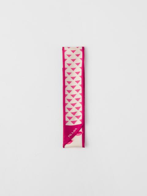Prada Printed silk twill skinny scarf