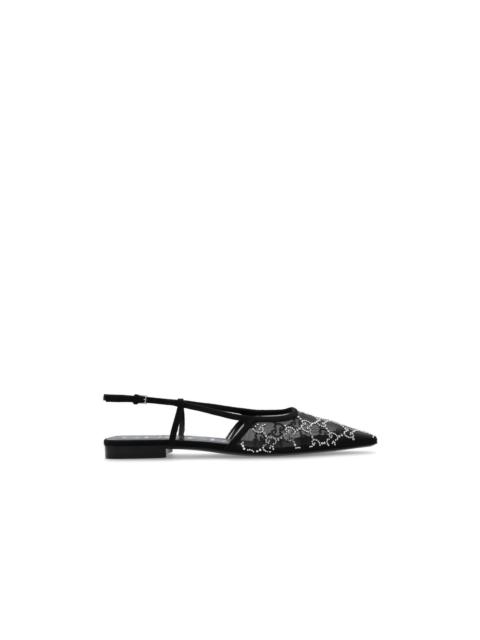 GUCCI GUCCI Black Mesh With Crystals Ballet Flats New & Authentic