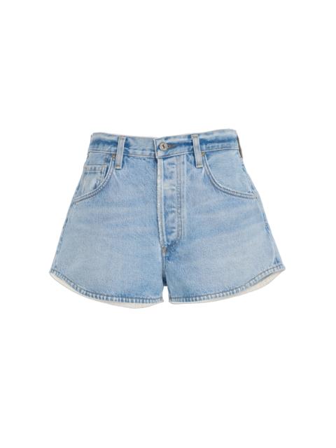 Citizens of Humanity Abita Curved-Hem Denim Shorts light wash
