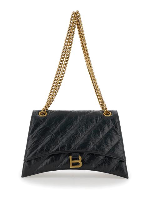 BALENCIAGA Balenciaga Women 'Crush M' Black Crossbody Bag With B Logo In Crush Quilted Leather Woman