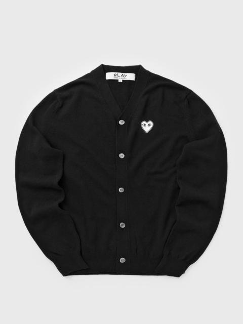 Comme des Garçons PLAY V-NECK CARDIGAN WHITE EMBLEM KNIT