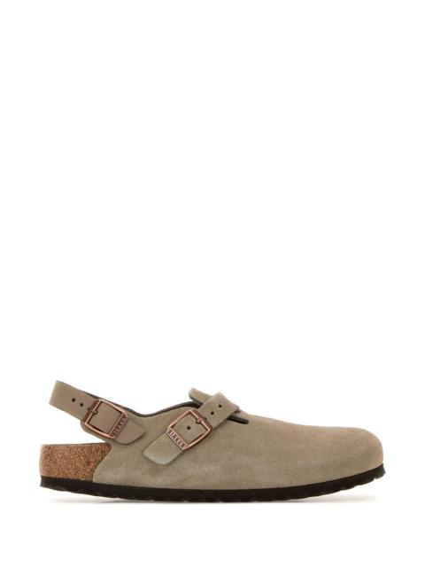 BIRKENSTOCK Dove grey suede Tokio slippers