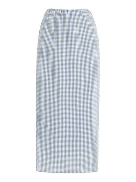 POSSE Mira Gingham Cottom Maxi Skirt blue