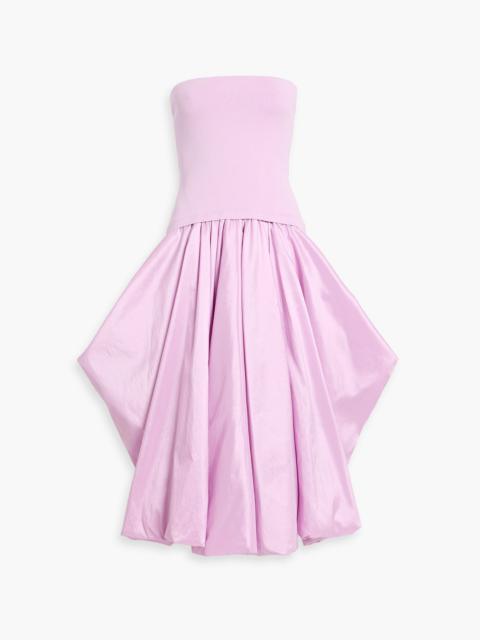 SIMKHAI Izzy strapless stretch-knit and taffeta midi dress