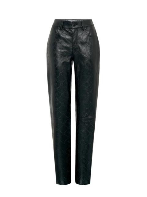Marine Serre Moonogram Embossed Leather Straight Leg Pants