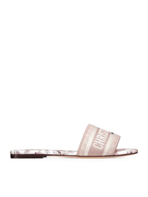 Dior Christian Dior Women Dway Cotton Sandal Embroidered With Millefiori Motif, Pink Color