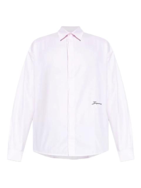 JACQUEMUS Shirt With Embroidered Logo And Herringbone Pattern