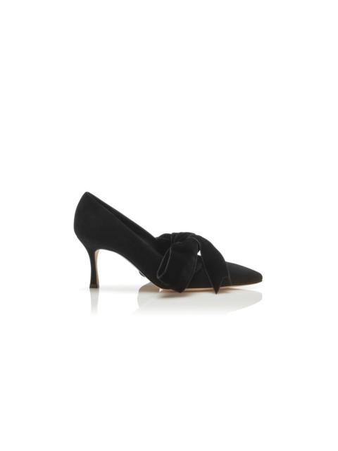 Manolo Blahnik Black Suede and Velvet Bow Detail Pumps