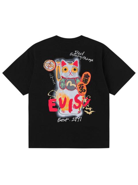 EVISU Hand-Drawn Fortune Cat T-shirt