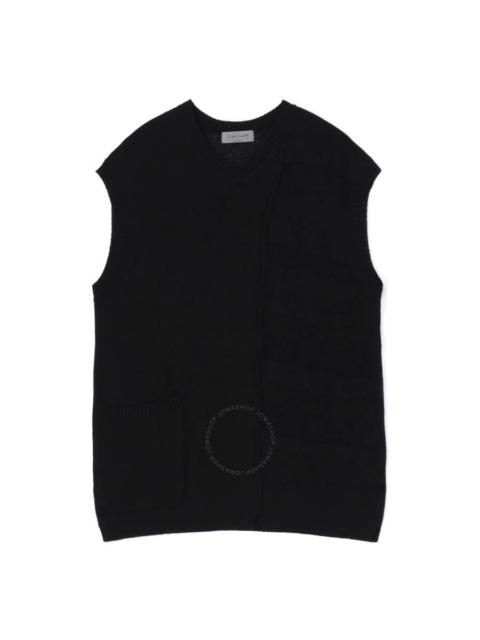 Yohji Yamamoto 7G Switch Border Switch V-Neck Vest, Brand Size 3 (Medium)
