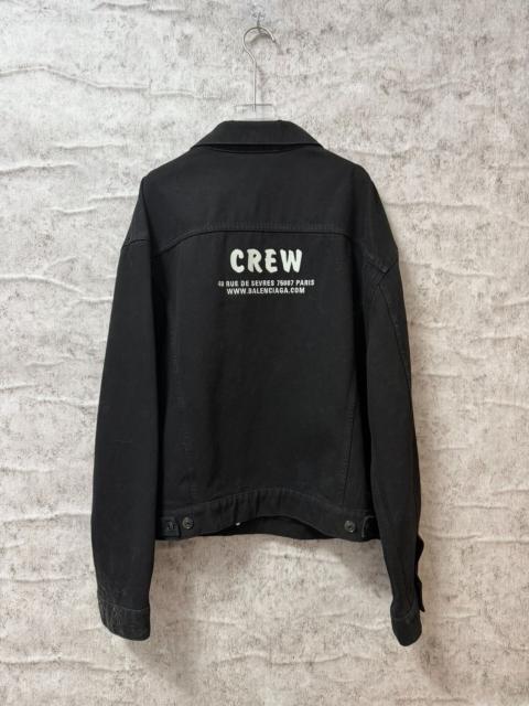 BALENCIAGA Balenciaga Paris Black Crew Embroidered Denim Jacket