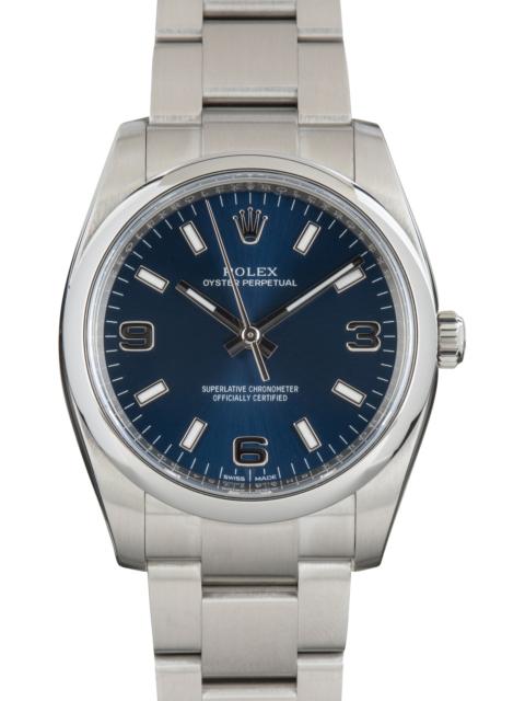 ROLEX Used Rolex Oyster Perpetual 34 Ref 114200 Blue Arabic Dial
