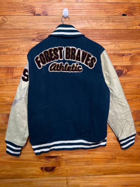 Other Designers Varsity - FOREST BRAVES ATHLETIC EMBROIDERED WOOL VARSITY JACKET