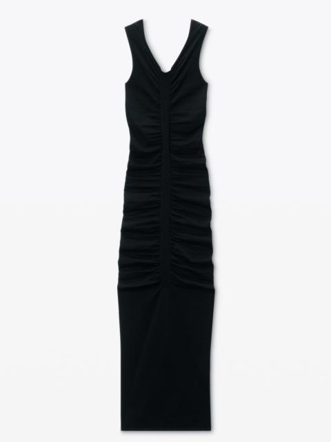 Alexander Wang Ruched Wide V-Neck Maxi Dress