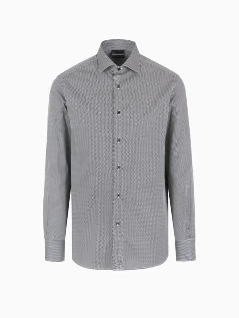 EMPORIO ARMANI Printed-pattern stretch cotton shirt