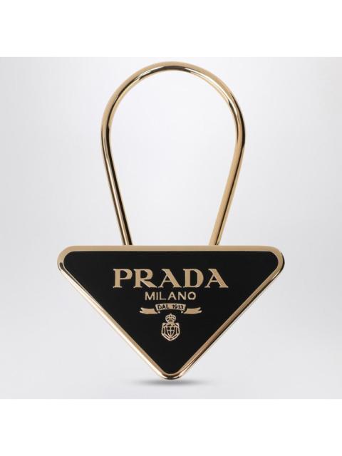 Prada Prada Black/Gold Enamelled Metal Key Ring Women