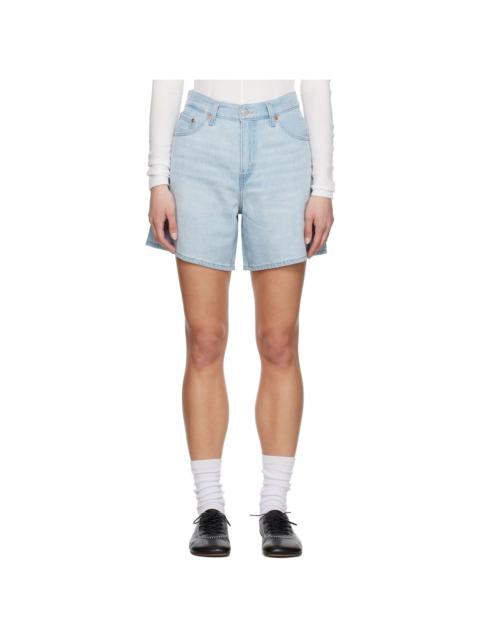 Levi's Blue High Rise Baggy Linen+ Lightweight Denim Shorts