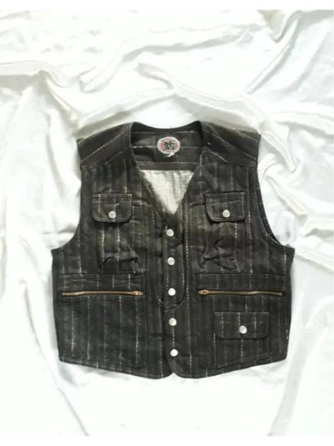 Archival Clothing - Stripe japanese harajuku denim vest