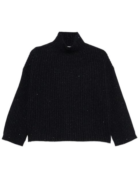 Brunello Cucinelli Brunello Cucinelli Women Sequin-Embellished Ribbed Cashmere Turtleneck