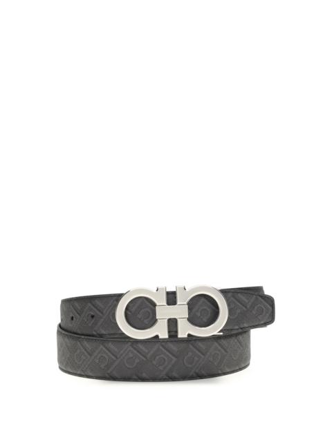 FERRAGAMO Ferragamo Reversible Gancini Belt Nero/Grigio