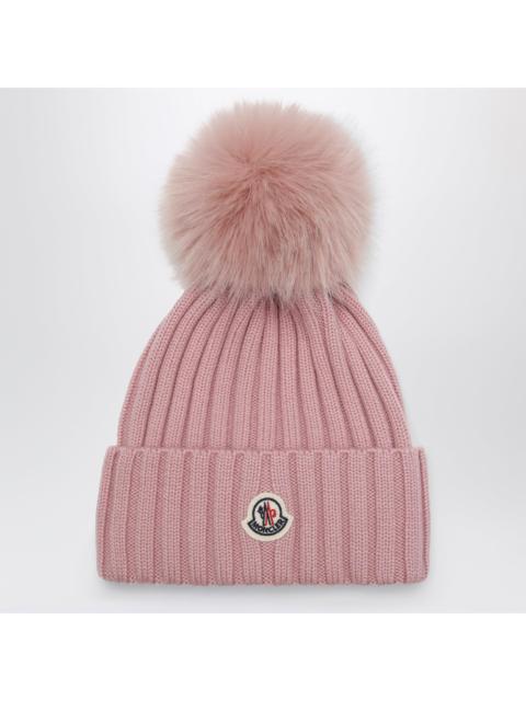 Moncler Moncler Pink Wool Beanie With Pom-Pom Women