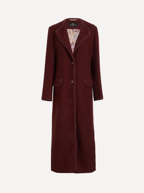 Etro Aubergine Wool-Mohair Long Coat