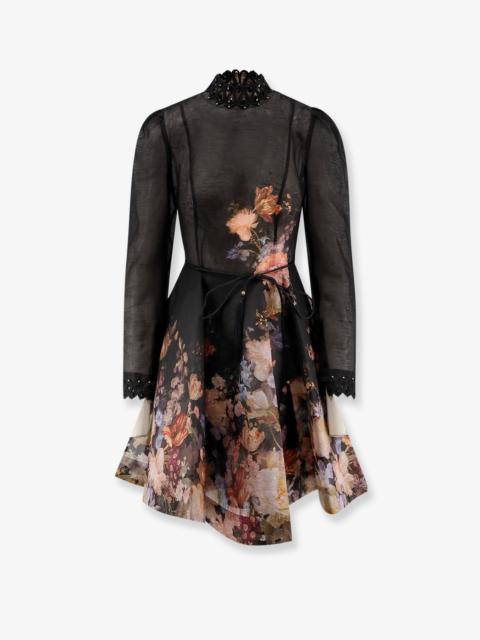 Zimmermann Zimmermann Valiant Embellish Mini Linen And Silk Dress