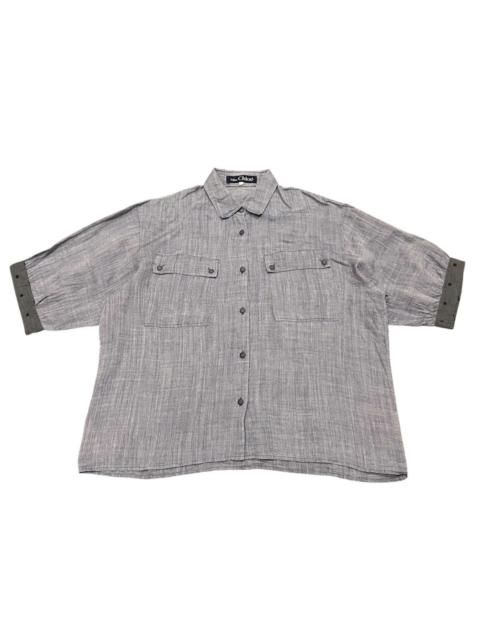 Chloé Miss Chloé Gray Chambray Linen Oversized Button Up