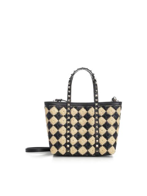 Valentino Valentino Garavani Embroidered Raffia Mini Rockstud Handbag
