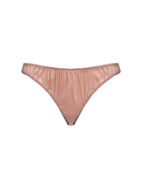 Fleur du Mal Luxe Stretch-Silk Thong tan