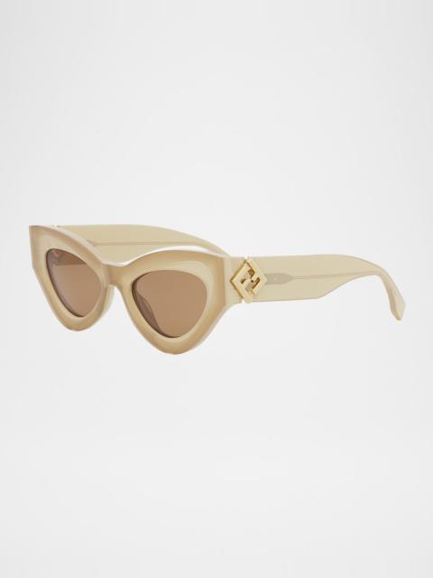 FENDI FF Diamond Logo Acetate Cat-Eye Sunglasses