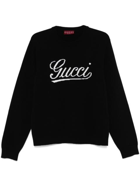 Black Wool Intarsia-Logo Sweater