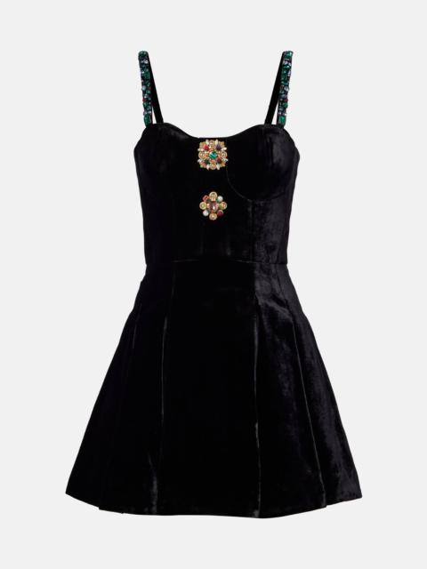 Balmain Embellished velvet minidress