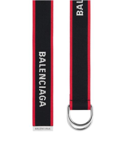 BALENCIAGA Men's D Ring Belt in Black/red