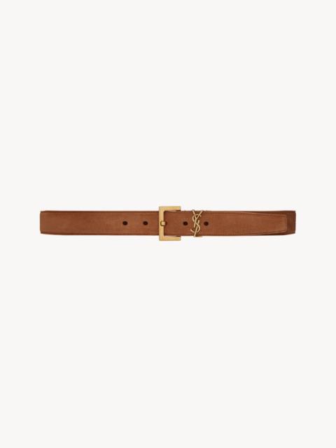 SAINT LAURENT monogramme belt with square buckle in suede
