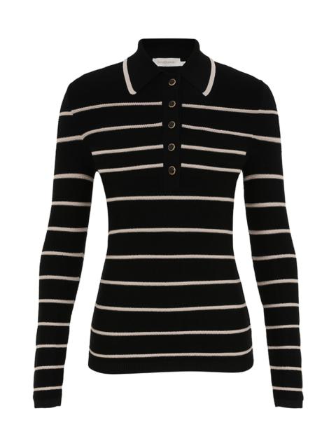 Zimmermann CRUSH STRIPE LONG SLEEVE POLO