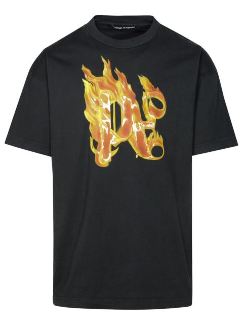 Palm Angels Palm Angels Burning Monogram Black Cotton T-shirt