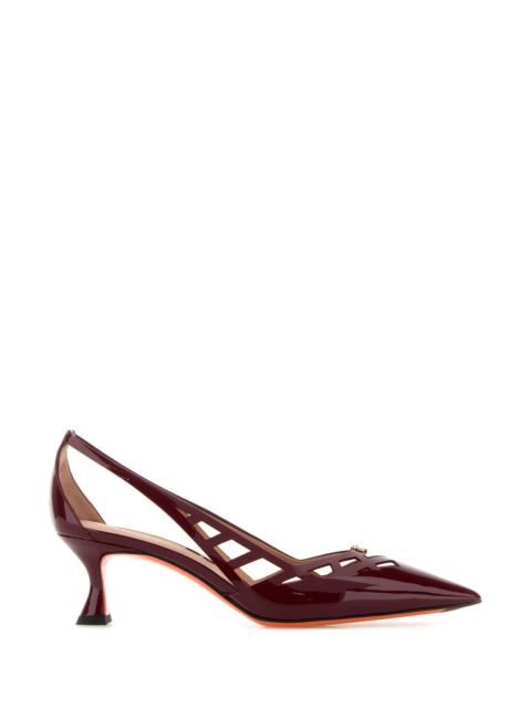 Santoni Burgundy leather Stella pumps