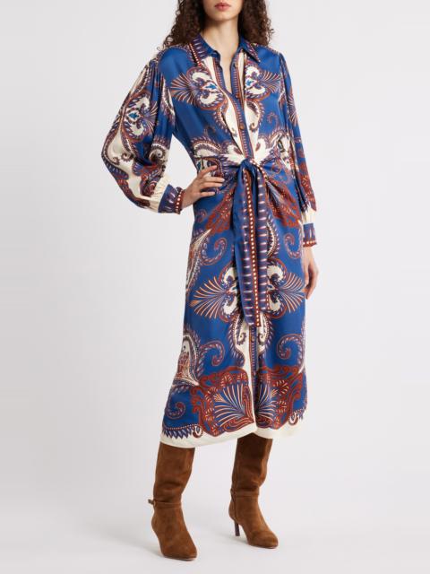 FARM RIO FARM Rio Arabesque Scarf Midi Dress in Blue at Nordstrom