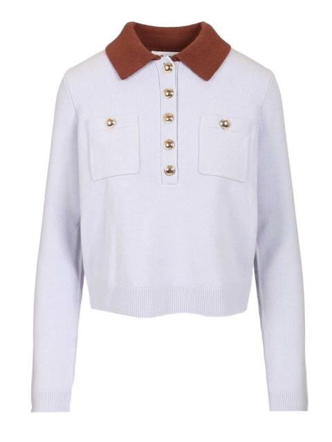 self-portrait Contrast Collar Jumper Tops Blue