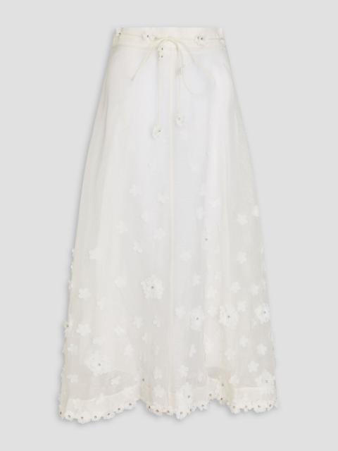 Zimmermann Linen and silk-blend midi skirt