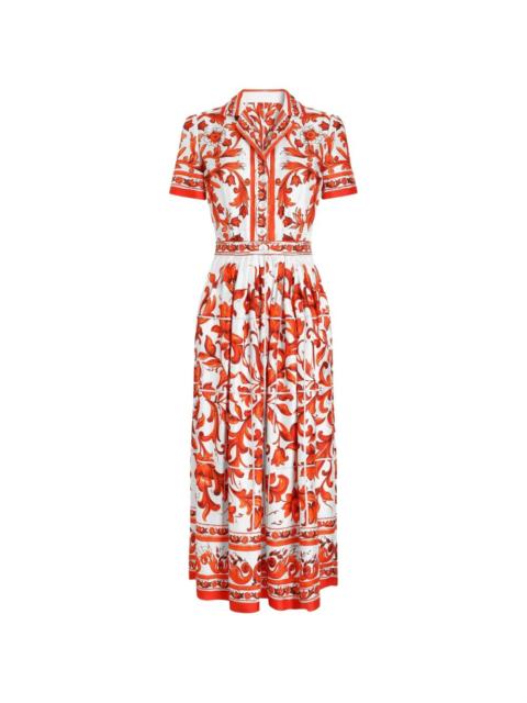 Dolce & Gabbana Dolce & Gabbana Women Maiolica Print Silk Maxi Dress